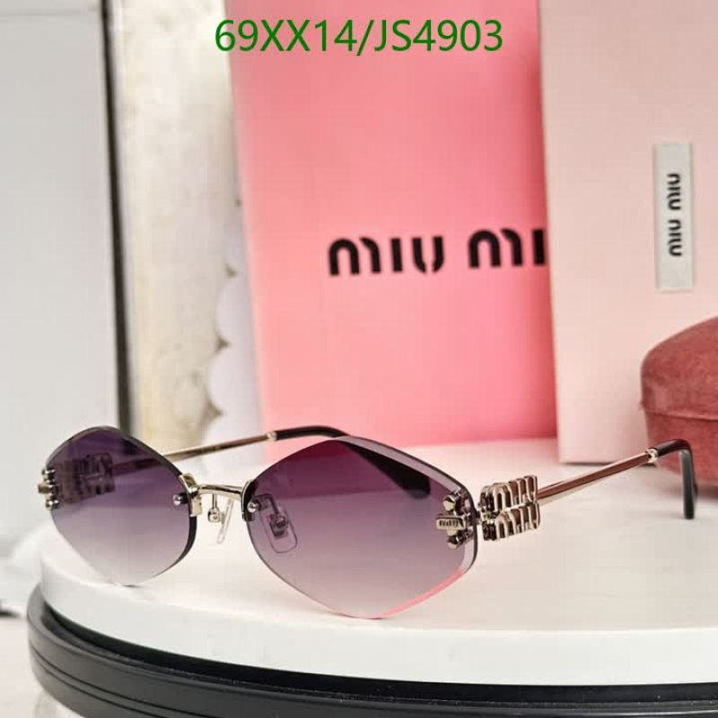 Miu Miu JS4903 Rimless Diamond Sunglasses, Purple Gradient Lens, Size 62-16-143