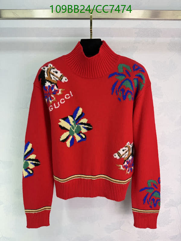 Gucci Red Wool Sweater with Horse & Floral Embroidery - Size S-L