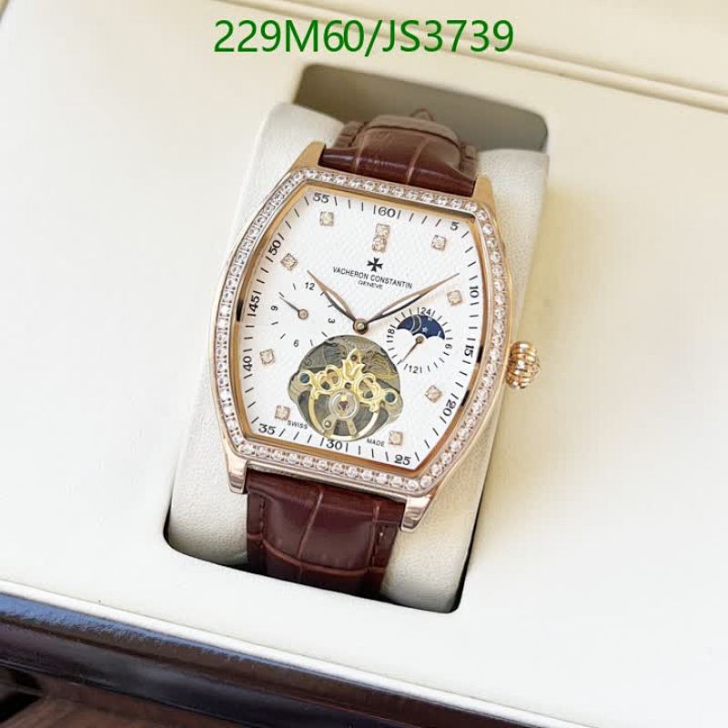 Vacheron Constantin Stainless Steel Automatic Mechanical Watch with Leather Strap