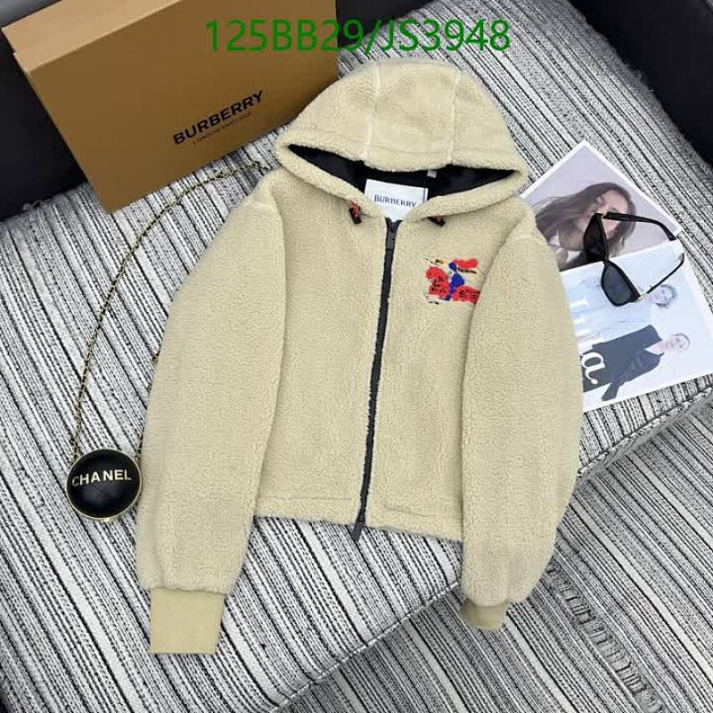 Burberry Wool Blend Fleece Zip-Up Hoodie with Embroidered Detail