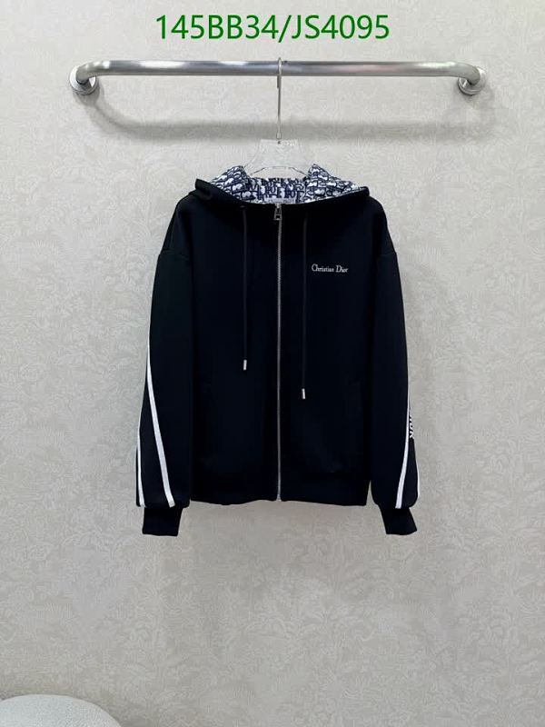 Dior Black Polyester Fiber Hoodie with Logo Print and White Stripes