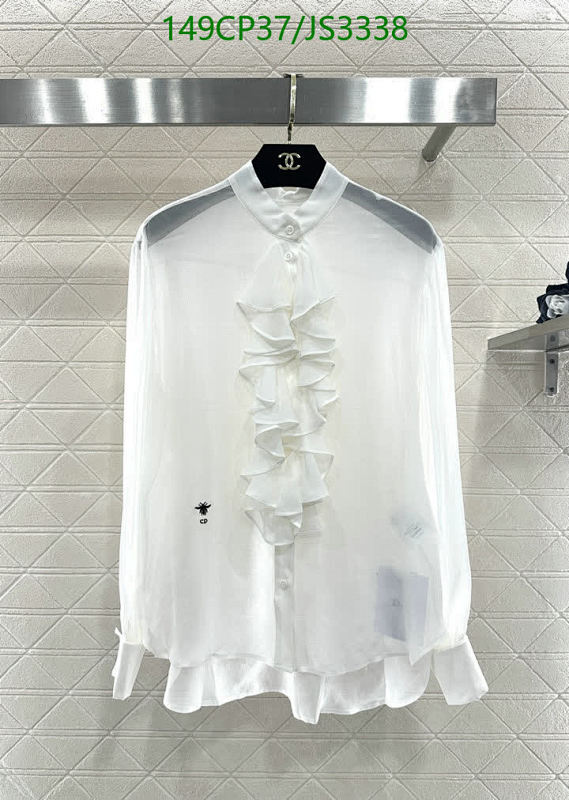 Dior White Silk Ruffle Blouse - Elegant Women's Designer Shirt