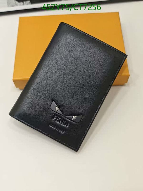 Fendi Black Leather Wallet with Monster Eyes, Compact and Stylish - CT7256