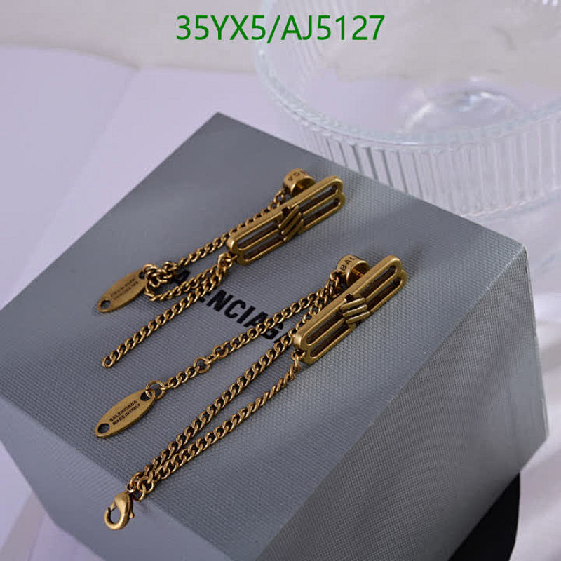 Balenciaga Chain Earrings Gold-Tone Finish Brass Jewelry