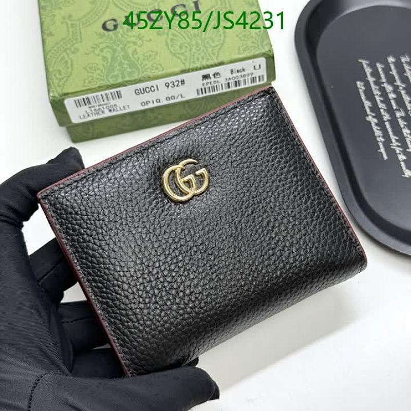 Gucci 932# Black Leather Wallet, Compact and Stylish - JS4231