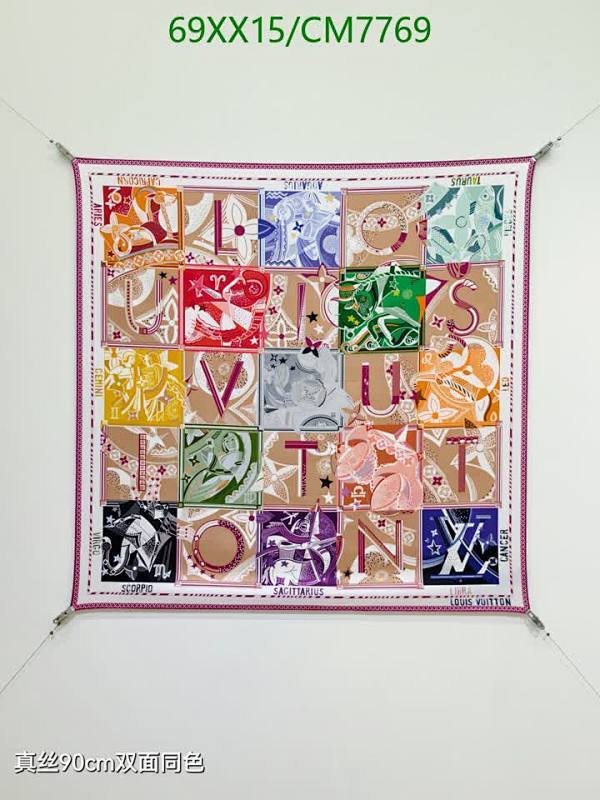 Louis Vuitton Silk Square Scarf 90cm Zodiac Print
