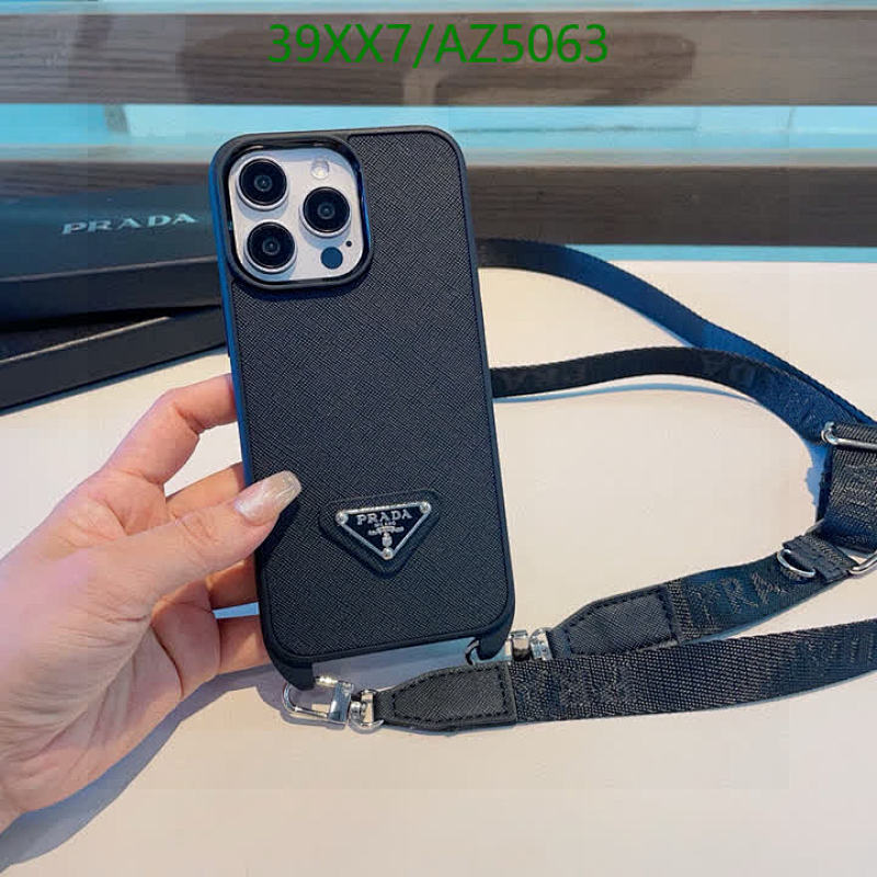 Prada Saffiano Leather iPhone Case with Strap, Designer Phone Cover