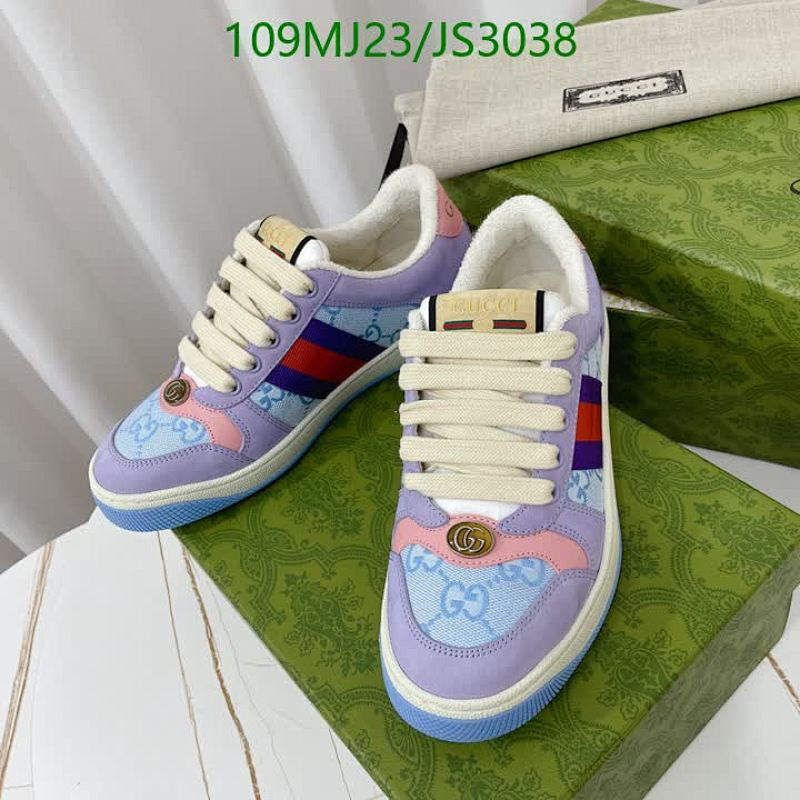 Gucci Women's Low-Top Sneakers in Lilac Monogram Canvas with Striped Detail