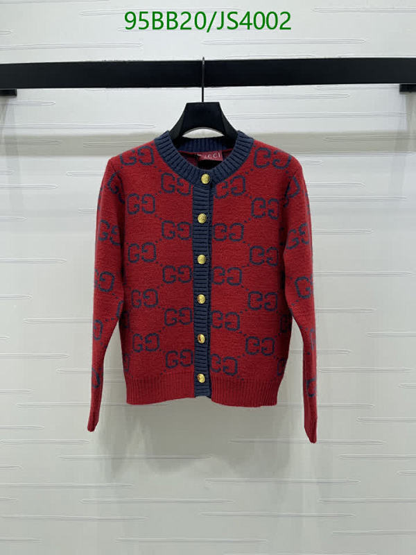Gucci Women's Wool Cardigan with GG Pattern, Red and Blue, Size S-M-L