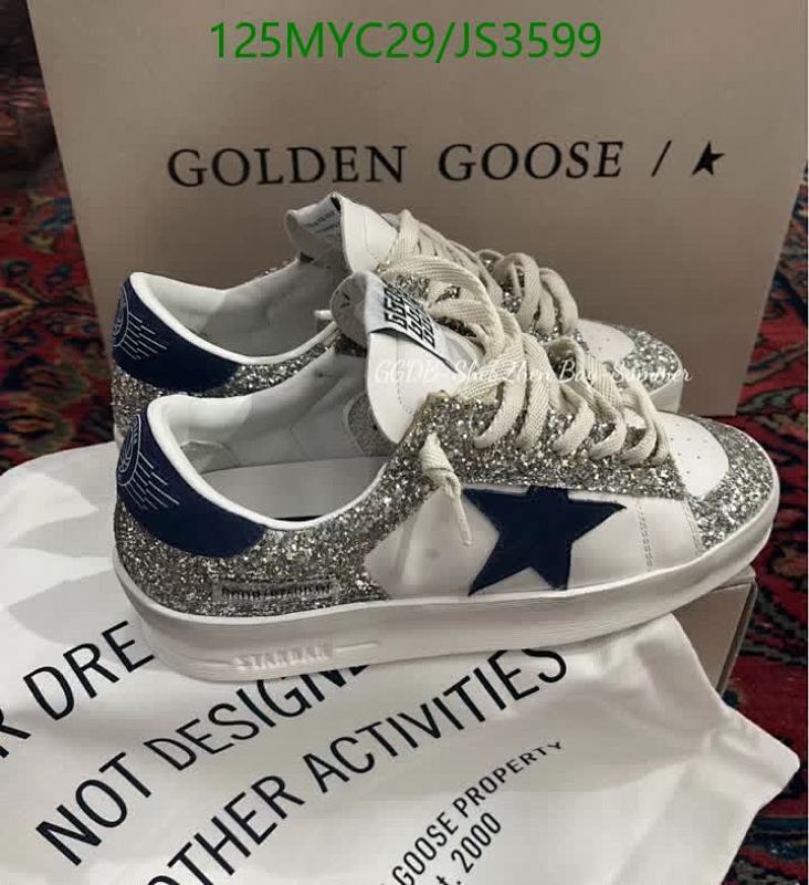 Golden Goose Men's Stardan Sneakers - White Leather with Silver Glitter and Navy Star