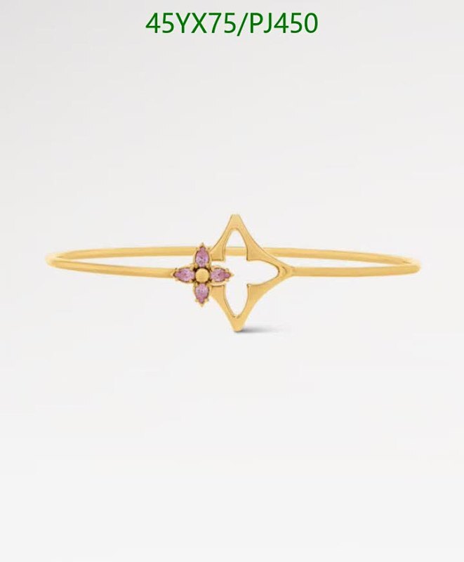 Louis Vuitton Gold-Tone Bracelet with Pink Gemstones, Refined Design