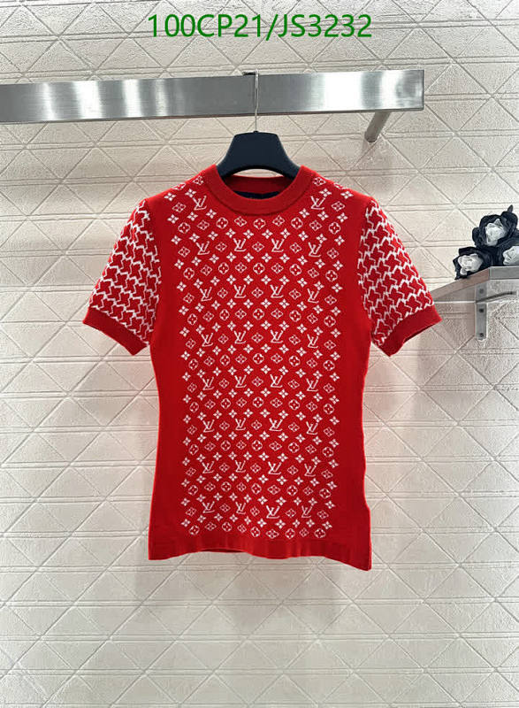 Louis Vuitton Red Wool Blend Short Sleeve Top with Monogram Patterns