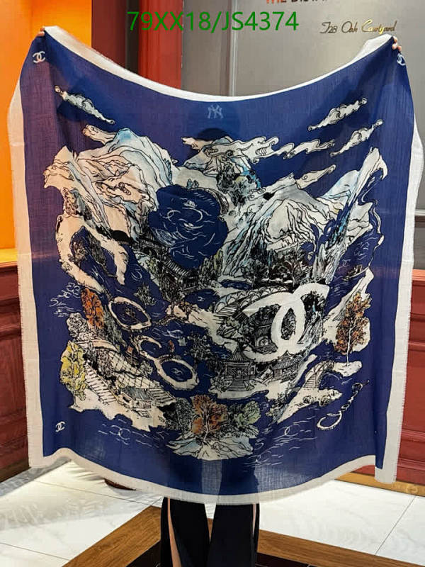 Chanel Blue Cashmere Scarf, 140cm x 140cm - Elegant Design & Soft Fabric