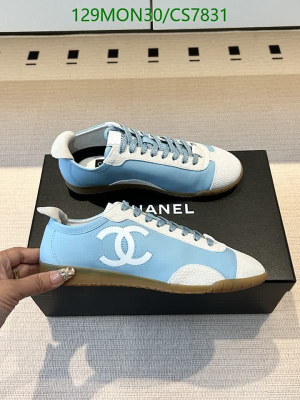 Chanel Women's Blue & White Leather Lace-Up Sneakers, Size EU35-41