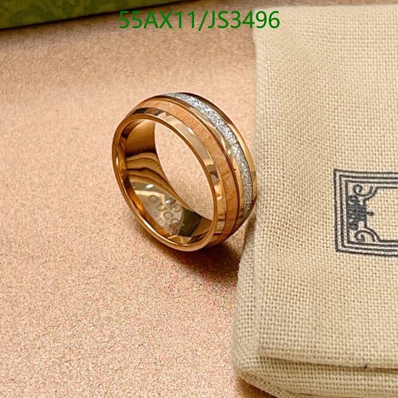 Gucci Gold-Tone Ring with Wood Inlay, Sizes 6 to 11, Stylish Band Ring