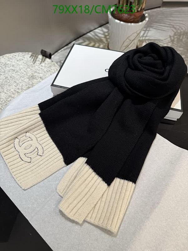 Elegant Chanel Cashmere Scarf - 35-180CM, Black and White, Timeless Design
