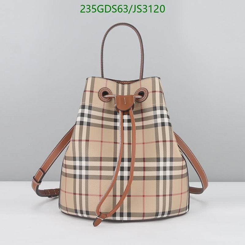 Burberry Bucket Bag in Checkered Pattern with Leather Straps - 26*26*16CM