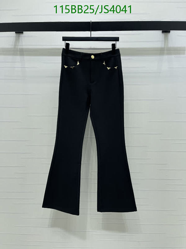 Louis Vuitton Women's Black Wool Blend Flared Trousers with Gold Accents