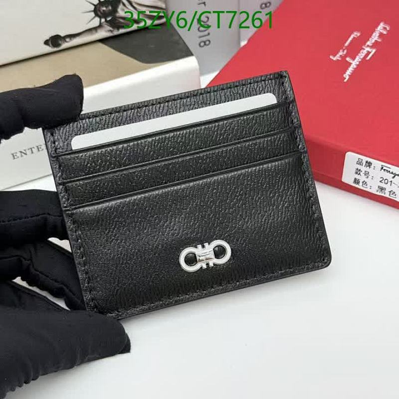 Salvatore Ferragamo Genuine Leather Card Holder Wallet - Black, 10x8cm