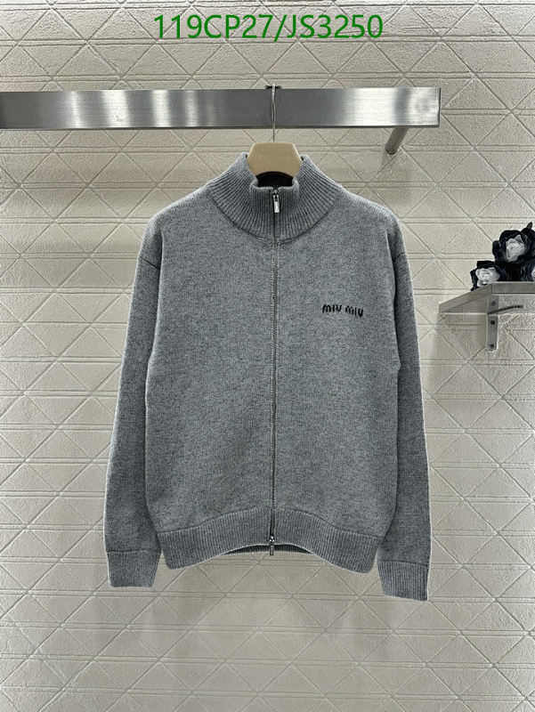 Miu Miu Wool Zip-Up Cardigan, Gray, Women's, Long Sleeve, Size S-M-L