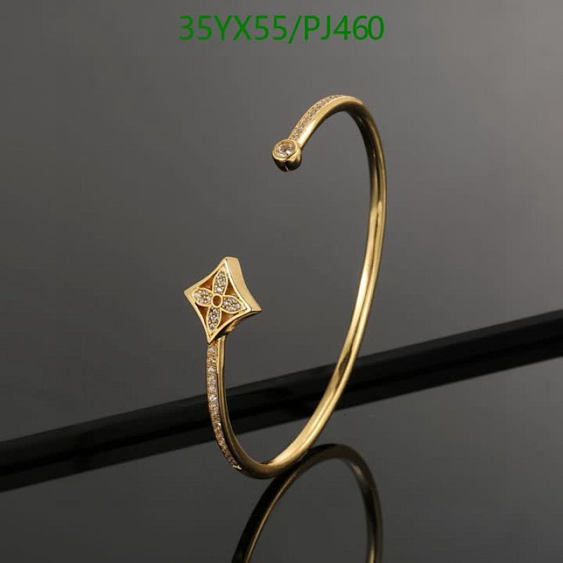 Louis Vuitton Gold-Tone Bangle Bracelet with Rhinestone Embellishments