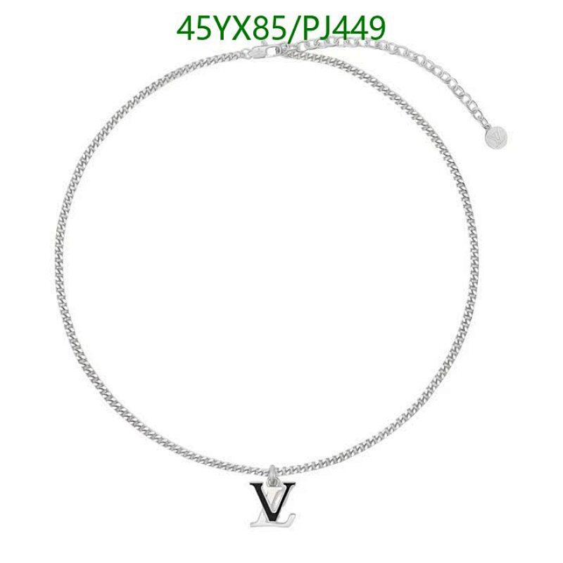 Louis Vuitton Silver Tone Necklace With Signature Charm, 52cm Length