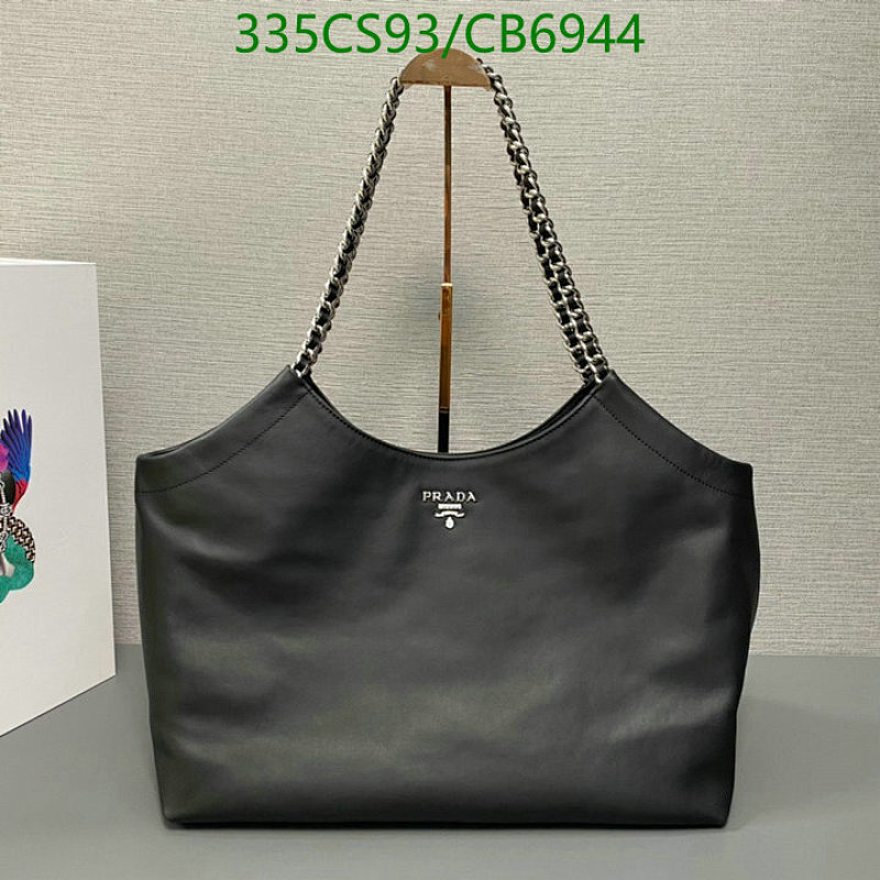 Prada 1BA638 Black Calfskin Tote Bag with Chain Straps - Stylish & Spacious