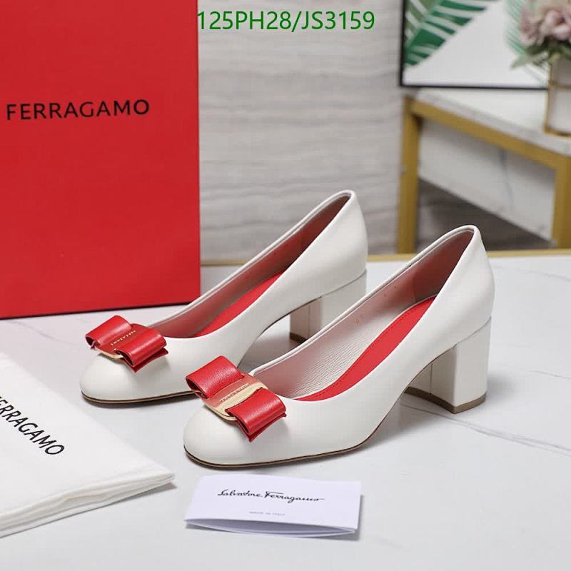 Salvatore Ferragamo Women's Leather Block Heel Pumps with Vara Bow - White/Red