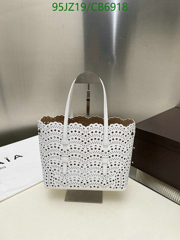 ALAIA Laser-Cut Leather Tote Bag, 25cm, White - Stylish and Versatile
