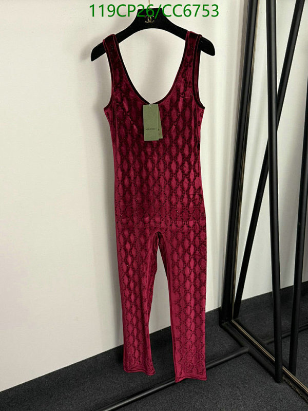 Gucci Velvet Jumpsuit with All-Over Logo Pattern, Sleeveless, Red Color