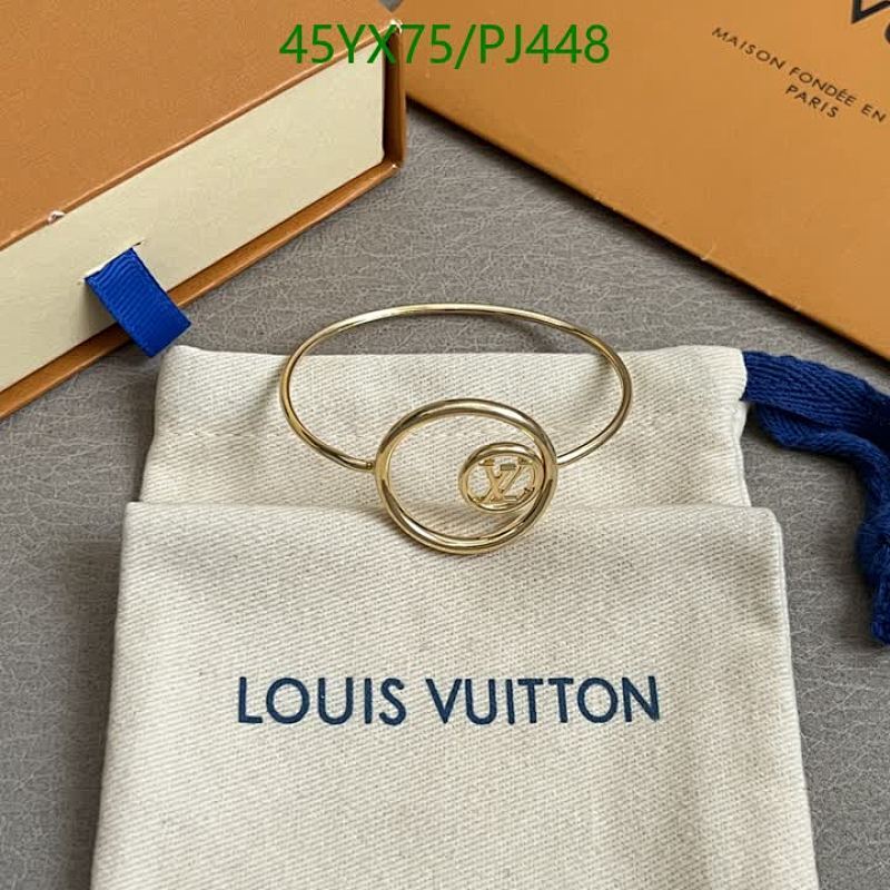 Louis Vuitton Gold-Tone Bangle Bracelet with Logo Charm - Elegant and Stylish