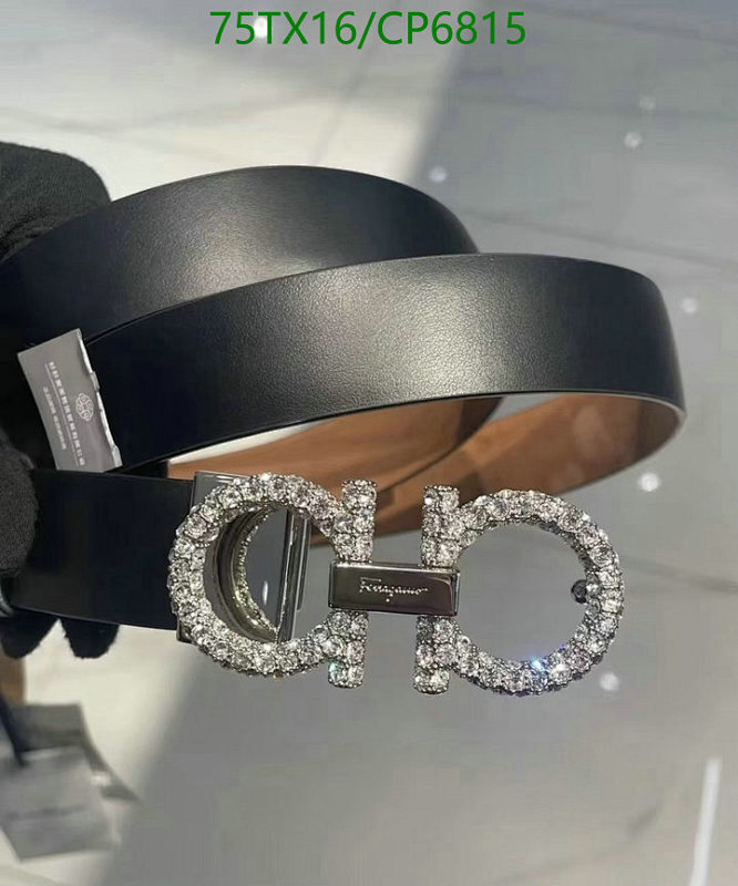 Salvatore Ferragamo Leather Belt with Crystal Embellished Buckle - CP6815