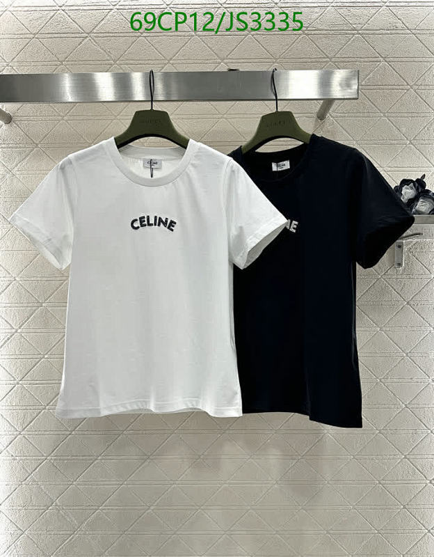 Celine Women's Cotton T-Shirt - Short Sleeve, Crew Neck, Logo Print