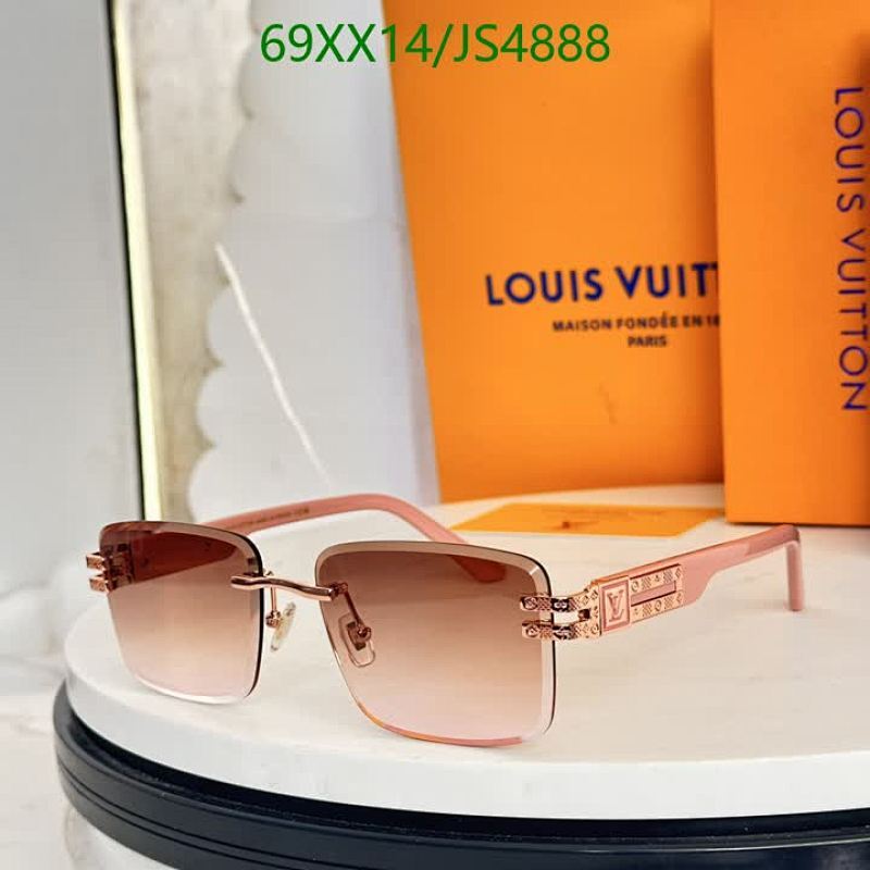 Louis Vuitton JS4888 Rimless Square Sunglasses, Pink Frame, Gradient Brown Lens