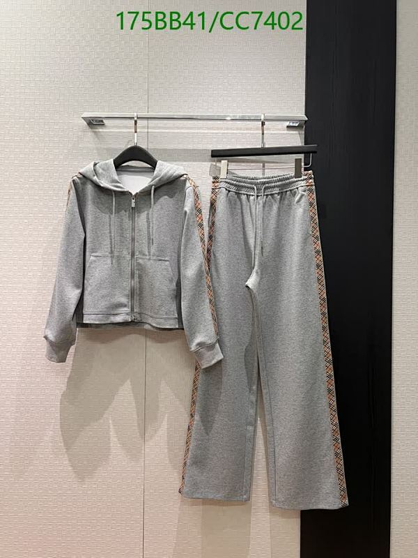 Burberry Women's Gray Cotton Tracksuit with Iconic Check Trim - Sizes S to L