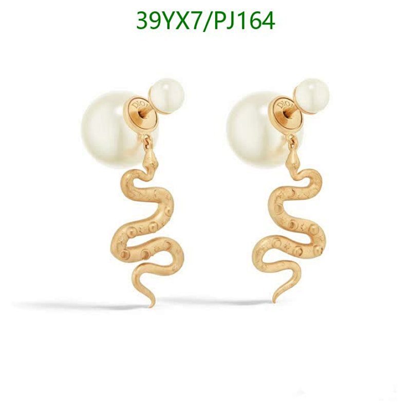 Dior Tribal Earrings With Gold-Finish Metal and Pearl Snake - PJ164