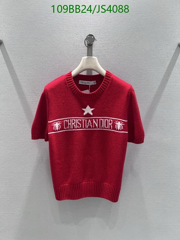 Dior Wool Cashmere Blend Knit Top - Red, Star Logo, Short Sleeve