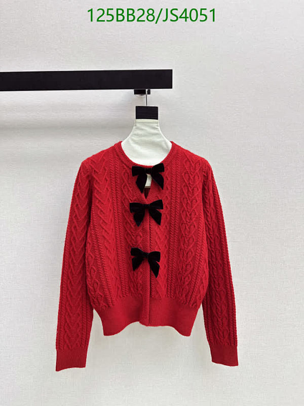Miu Miu Red Wool Cardigan with Bows, Designer Knitwear, Women's Clothing