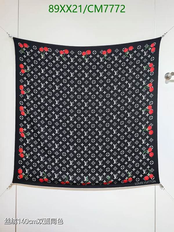 Louis Vuitton Silk Cashmere Scarf with Cherry Print, 140 x 140 cm