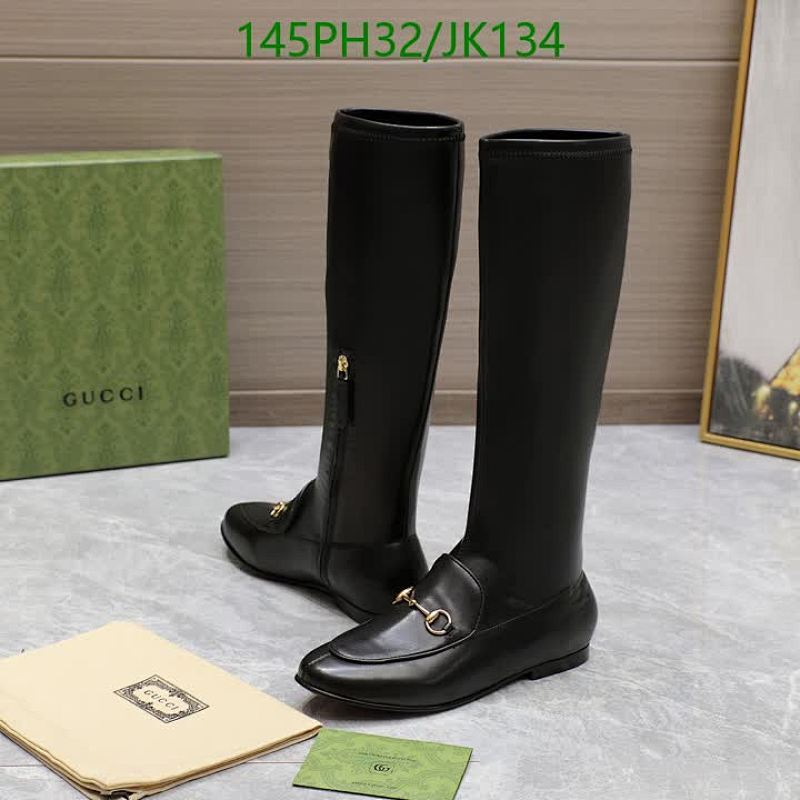 Gucci Women's JK134 Black Leather Knee-High Boots - EU35-42