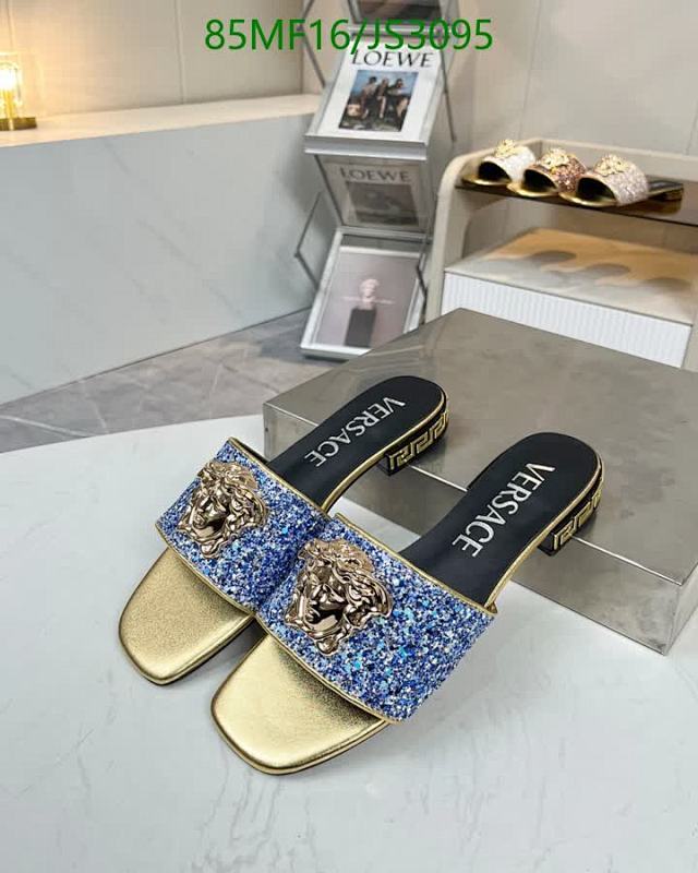 Versace Women's Blue Glitter Slides Sandals Sheepskin Leather EU35-EU42