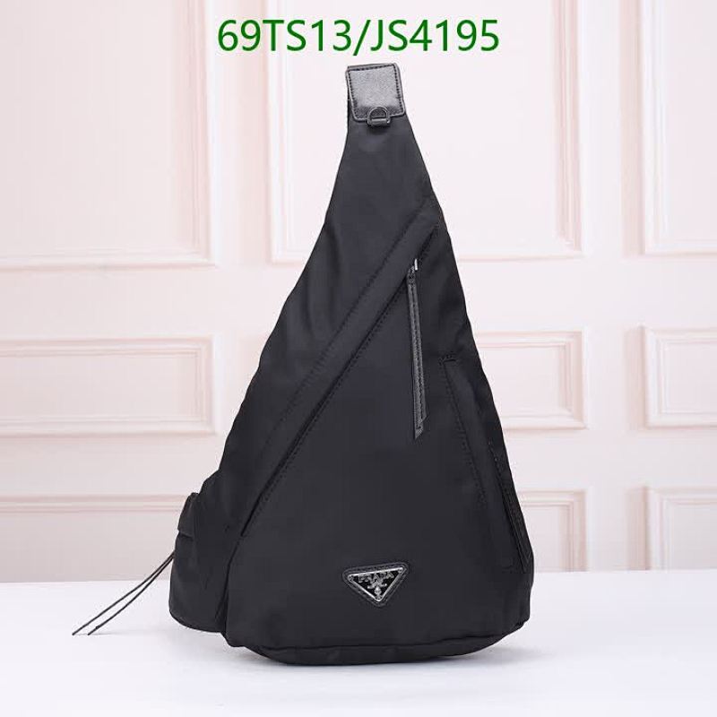 Prada Black Nylon and Leather Triangle Sling Bag Crossbody Backpack