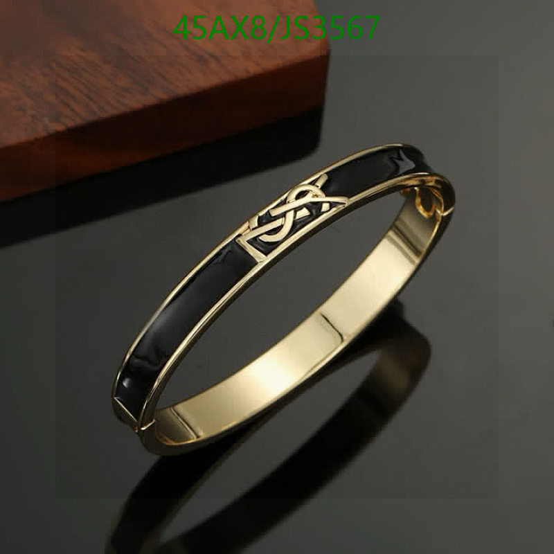 Yves Saint Laurent Gold-Tone & Black Enamel Bangle Bracelet, JS3567