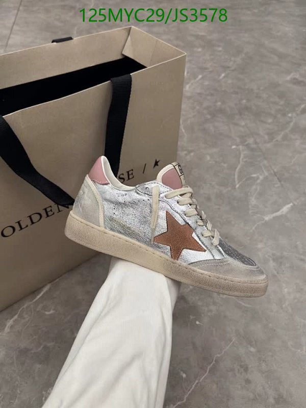 Golden Goose Men's Silver Ball Star Leather Sneakers with Brown Star Patch