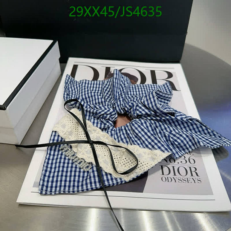 Miu Miu Blue Gingham Headband with Lace and Ribbon Detail - Stylish Hair Accessory