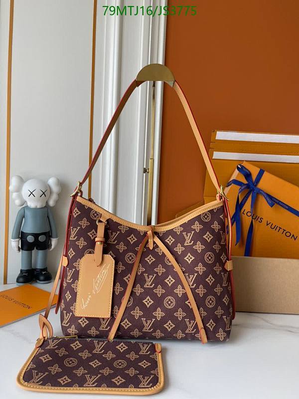 Louis Vuitton Hobo Bag Monogram Canvas with Leather Trim, 29x24x12CM