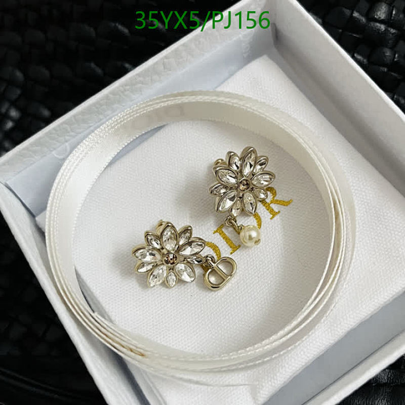 Dior Daisy Stud Earrings With Pearl, Silver Finish, High Quality Jewelry