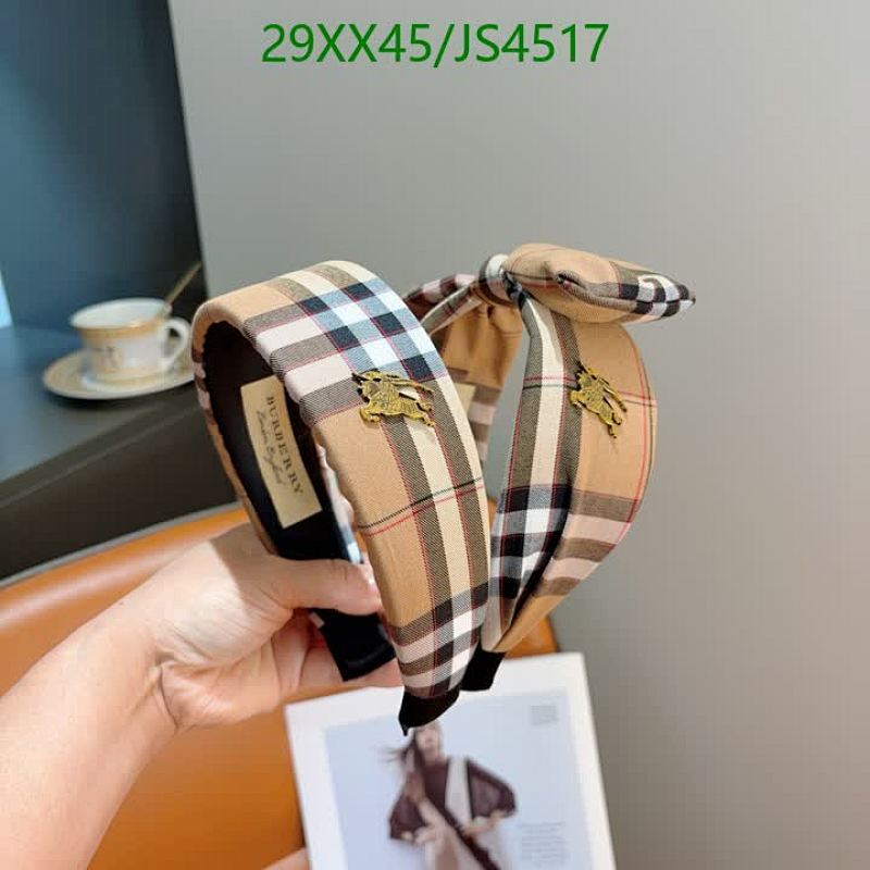 Burberry Headband With Check Pattern and Gold-Tone Logo, Beige/Multicolor