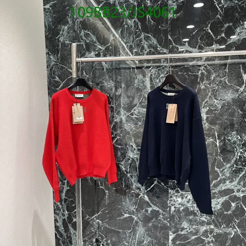 Miu Miu Women's Wool Crew Neck Long Sleeve Pullover Sweater JS4061 Size S-M-L