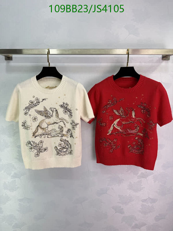 Dior Women's Cashmere Short Sleeve T-Shirt With Floral Embroidery